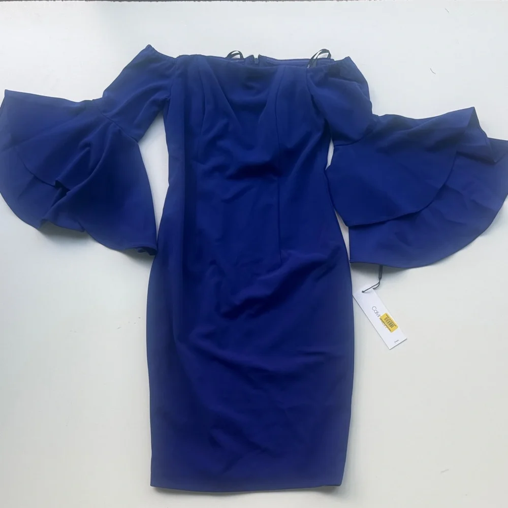 Calvin Klein Royal Blue Off-Shoulder Dress - Picture 2 of 4